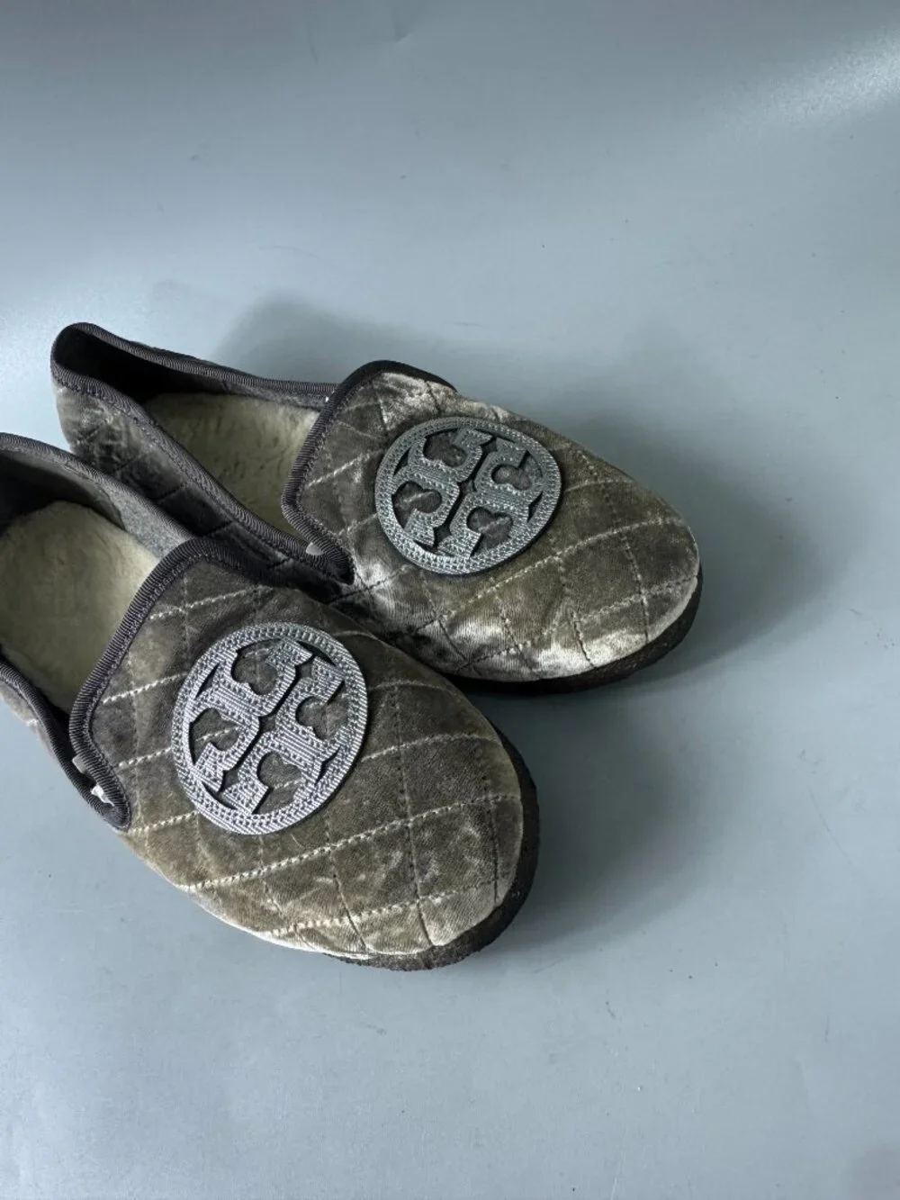 Tory Burch Toddler Girls' Velvet Quilted Flats, Size 8 M